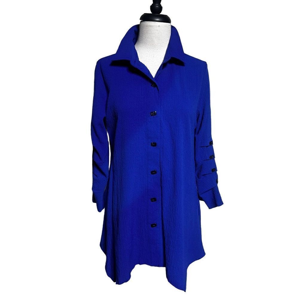 Calessa 3/4 Sleeve Cobalt Blue A Line Tunic Blouse Size Small